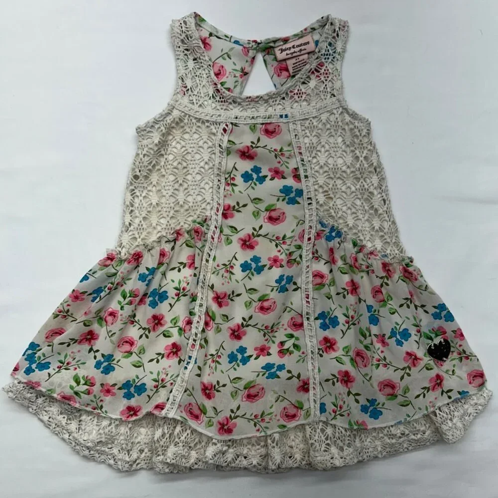 Juicy Couture Girls Dress 3T Floral Crochet